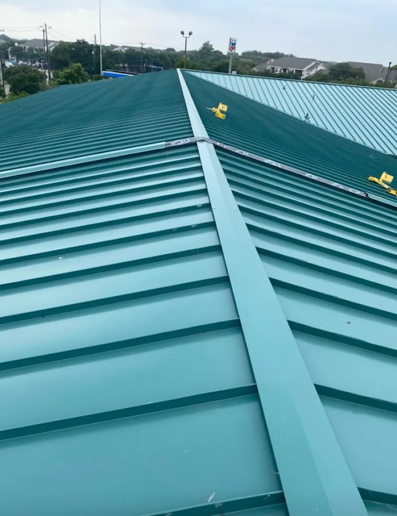 Green commercial metal roof ridge and valley for Metal Roof Repair in Upper Macungie